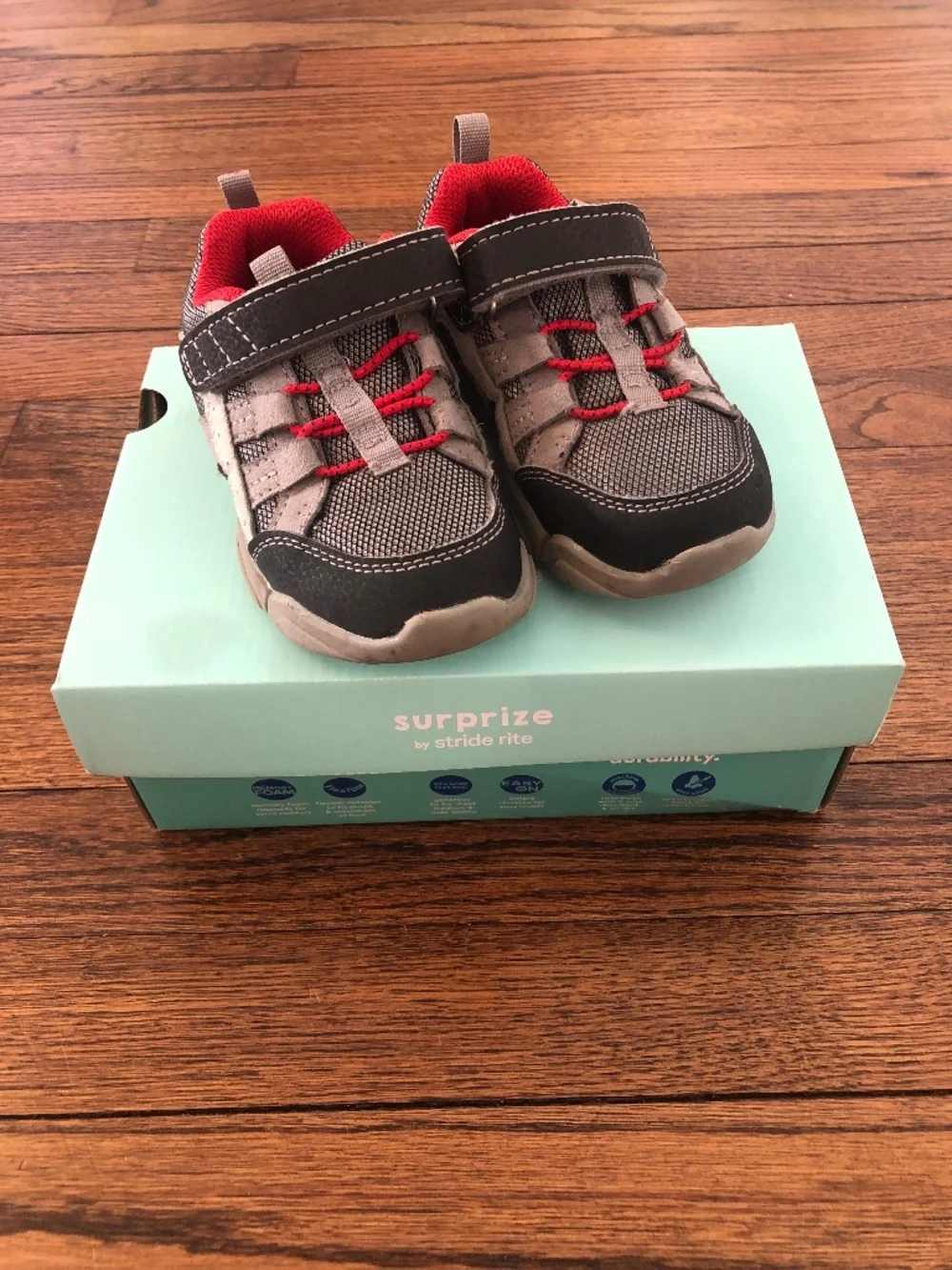 Surprize by Stride Rite Torin Toddler Shoes, Grey/Red, Size 9